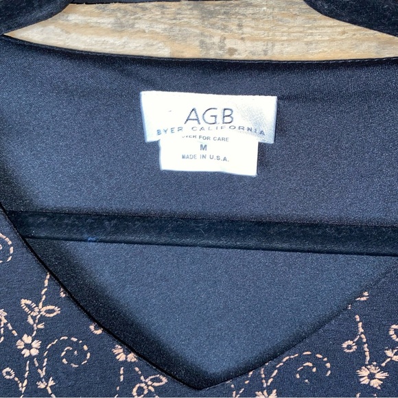 Vintage AGB Byer California blk Embroidered floral V-neck and 3/4 sleeve size M - Picture 3 of 6